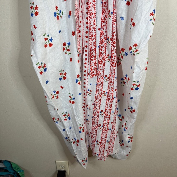 OLIVIA JAMES white and red floral Kabana kaftan swim coverup ONE SIZE NEW - Picture 3 of 6